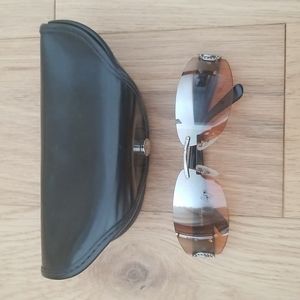 Salvatore Ferragamo metal sunglasses w/ crystal detail. Worn a few times w/ case